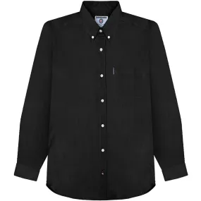 First Date Lambretta Mens Oxford Long Sleeve Button Down Collar Shirt - Black