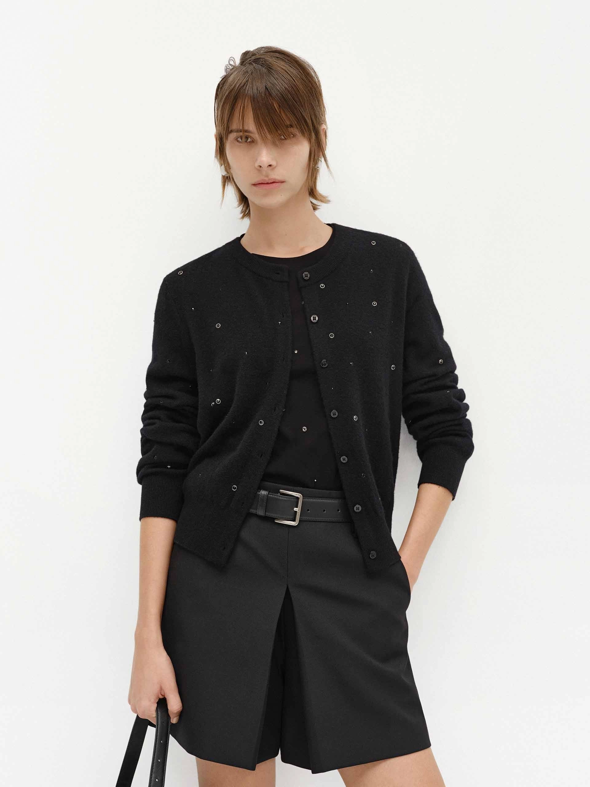 Daily Comfort Weight Distribution Tech Crew Neck Crystal Cardigan
