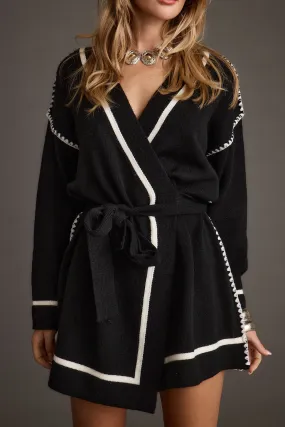 Outlaw Black Wrap Sweater Mini Dress Gender Inclusive