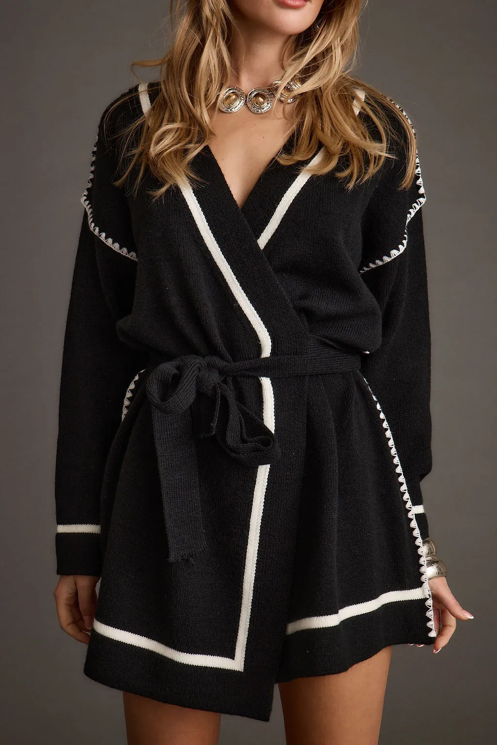 Outlaw Black Wrap Sweater Mini Dress Gender Inclusive