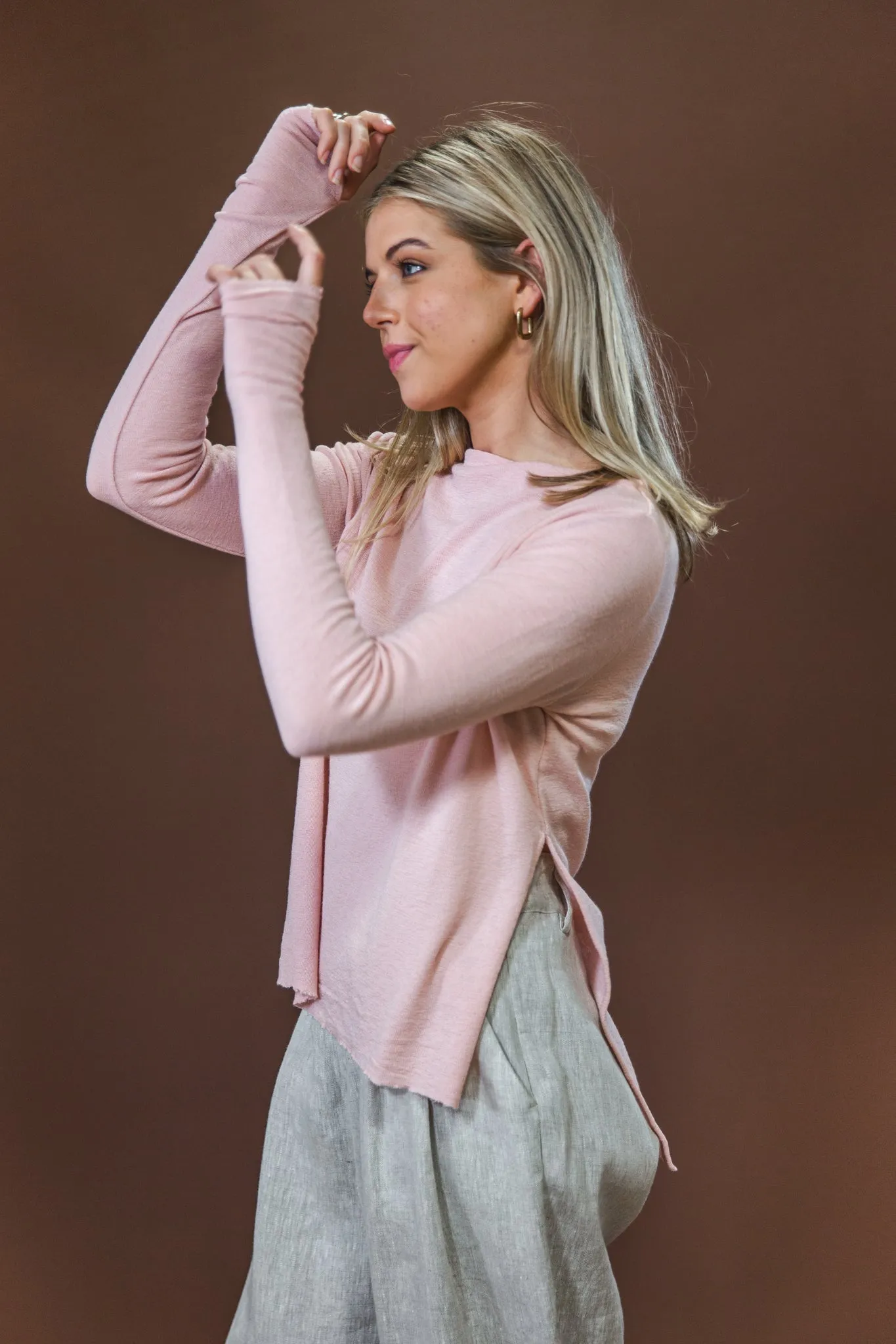 No Ride Up Seasonal Fashion Merino With High Slits | Rose