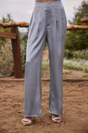 Halley Blue Satin Trousers Sporty Touch Flexible Knee Articulation