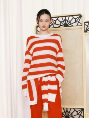 Sporty Fit Soft Comfort Include Mohair Striped Sweater