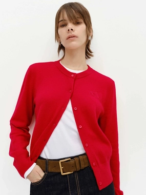 Crew Neck Knitted Cardigan City Layer NonRestrictive Cut