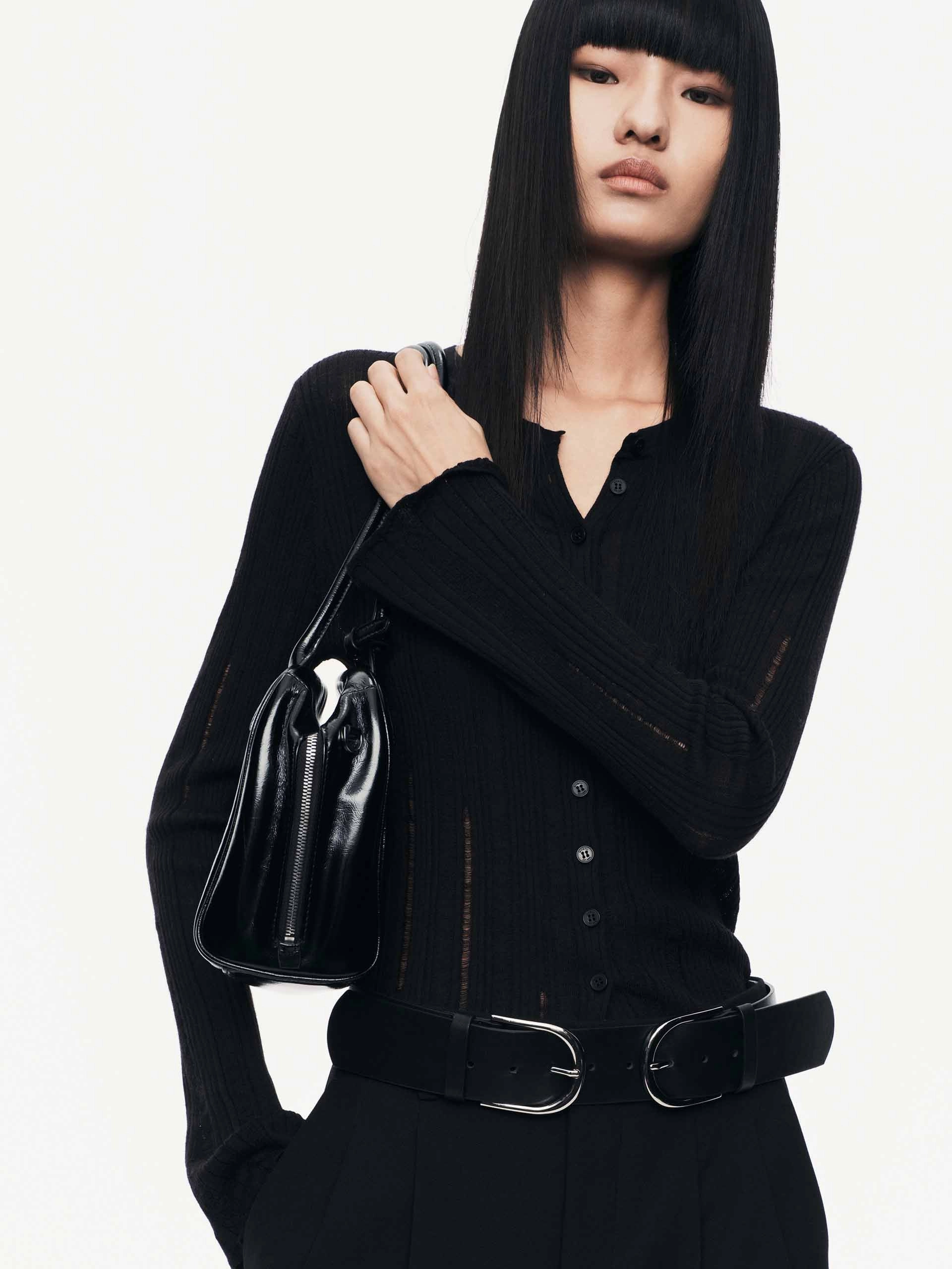 Light Warmth Round Neck Knitted Cardigan