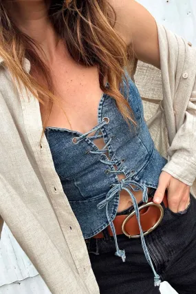 Spears Denim Bustier Stretchable Waistband