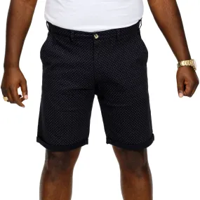 D555 Mens Dudley Big & Tall All Over Print Stretch Chino Shorts - Navy Striped Design Easy Match
