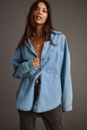 Quilting Weekend - wear Springsteen Chambray Oversized Button Down Shirt