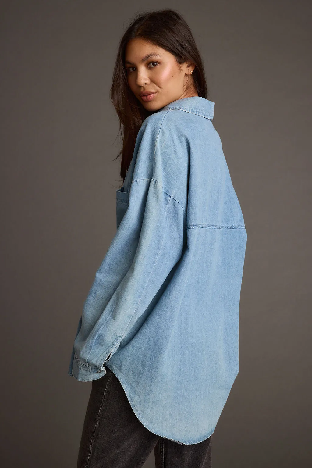 Painting Springsteen Chambray Oversized Button Down Shirt