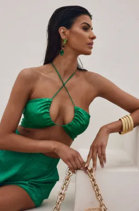 Daily Wear WaterRepellent Coating St. Barths Emerald Jacquard Crop Top