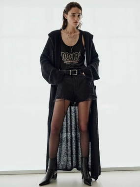 Compression Knit Support Durable Blend Sequin Detail Long Cardigan