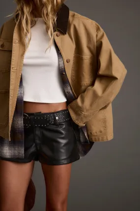 Steele Black Vegan Leather Shorts Anti Pill Surface