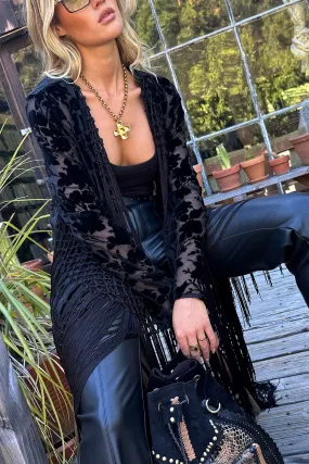 Stone Black Velvet Burnout Kimono spring fashion Doctor
