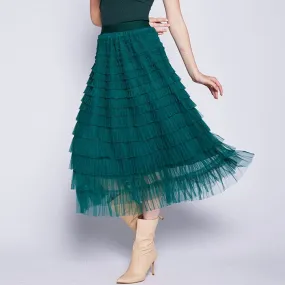 Tulle Layered Skirt Foil Print High Street Chic