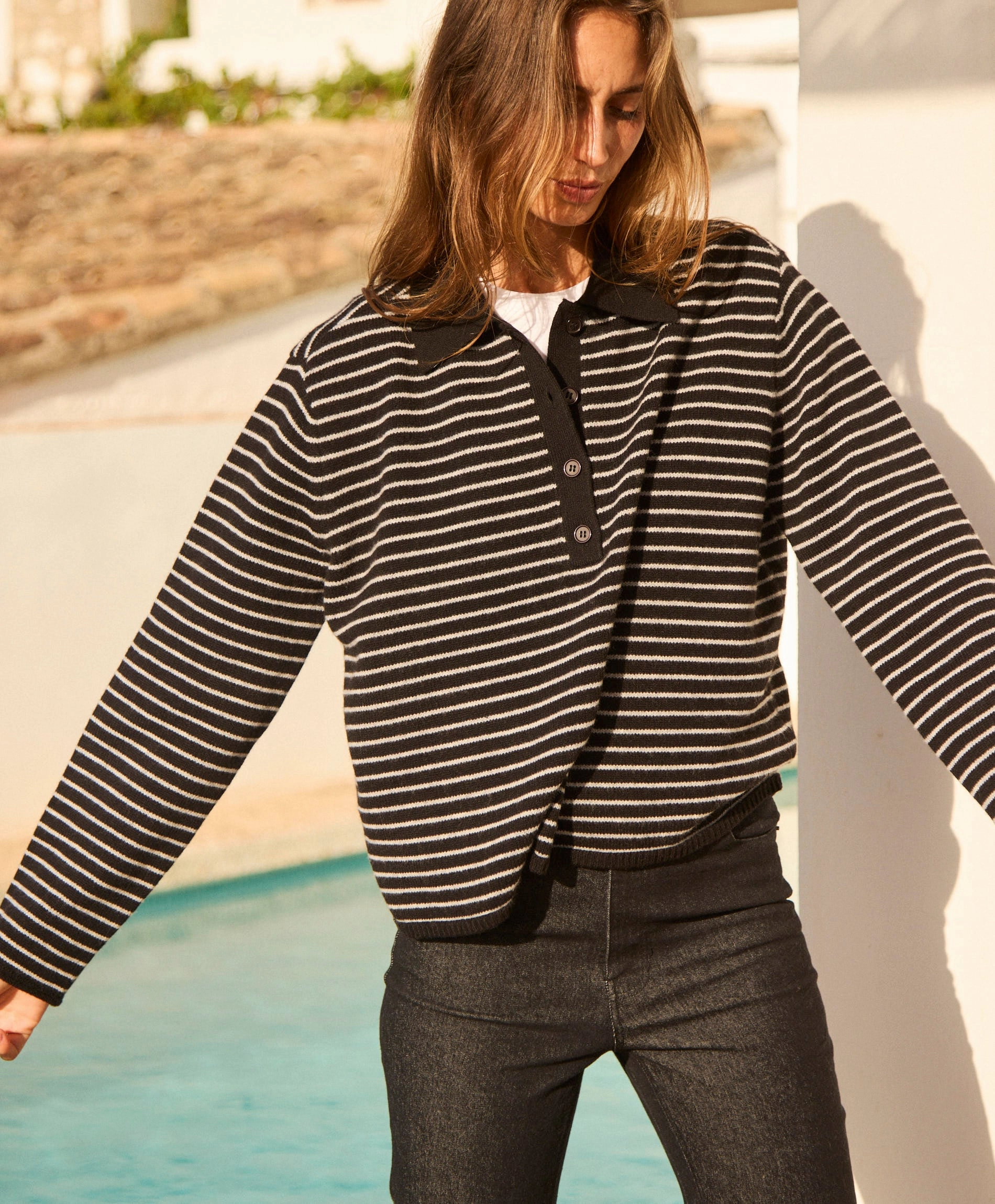 Contrast Stitch Breathable Knit Fabric Florrie Sweater