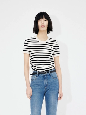 Simple Wear Round Neck Striped Top
