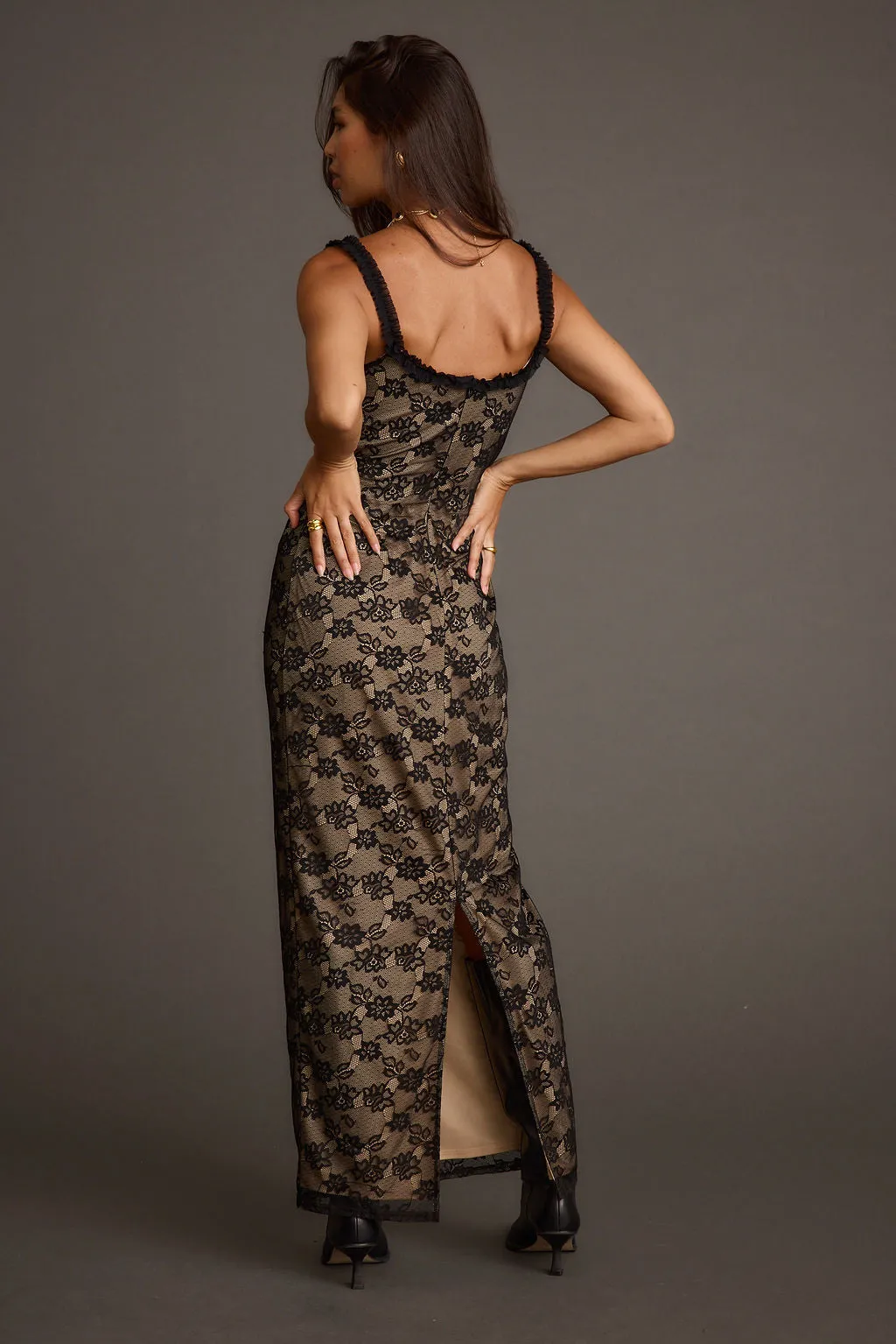 Baby-Shower Classic Appeal Temptation Black Lace Maxi Dress