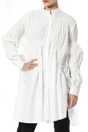 Wedding-Guest Ruched Shirt-Dress