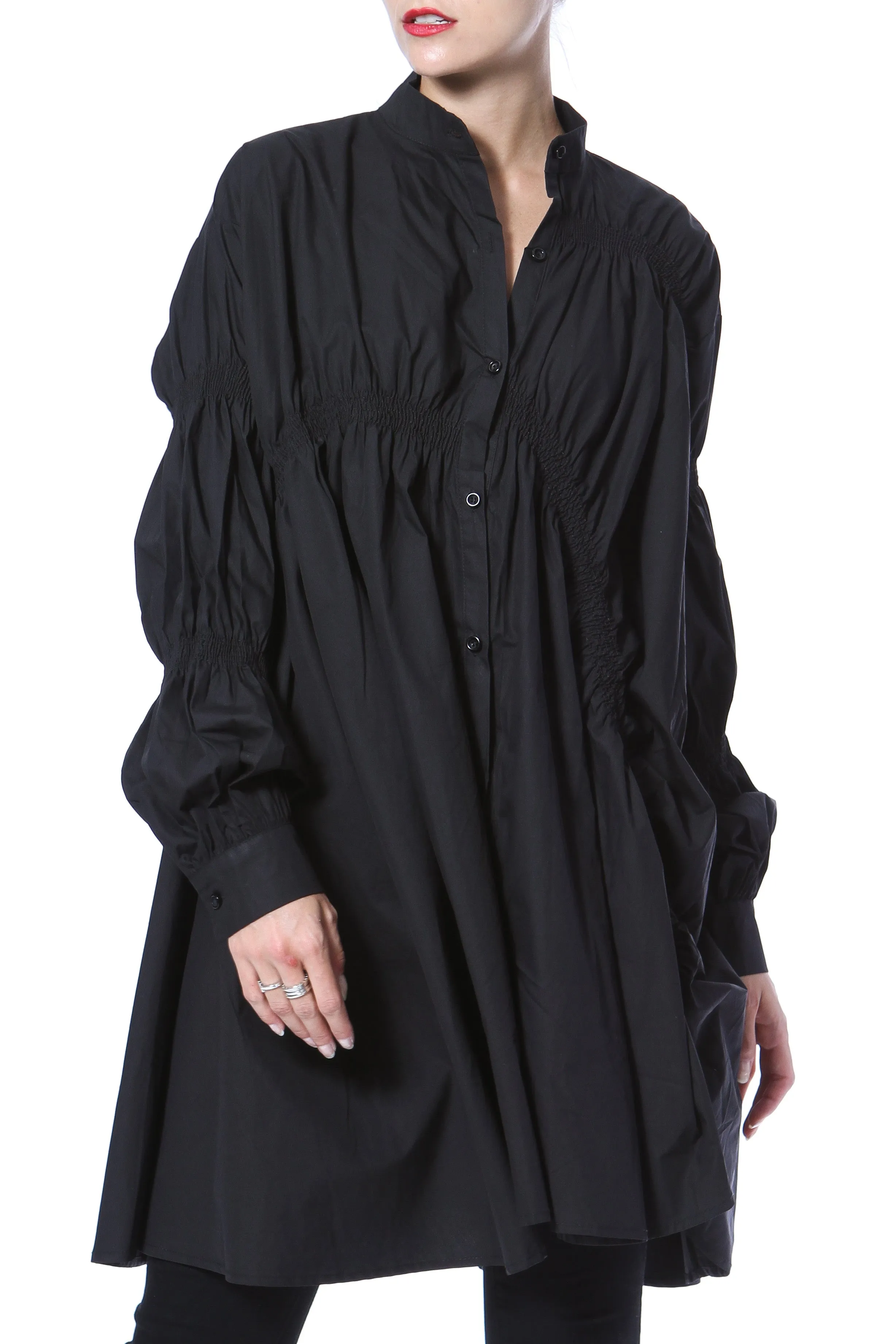Timeless Fit Look Ruched Shirt-Dress