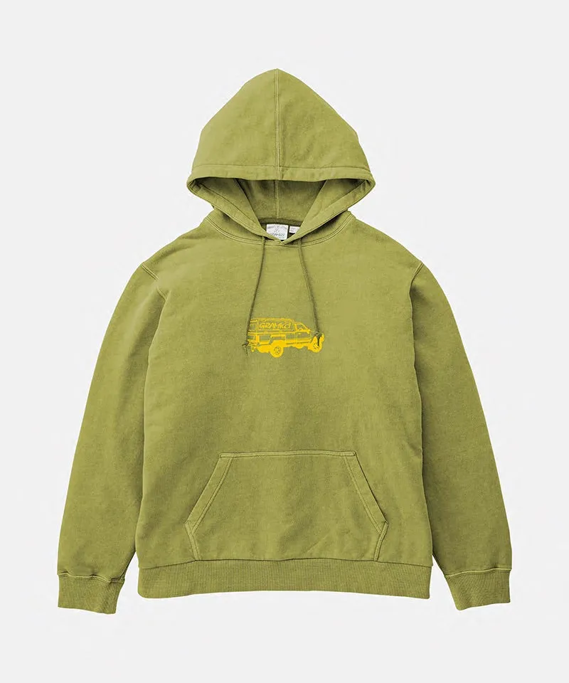Truck Hooded Sweatshirt Reinforced Hem Button front