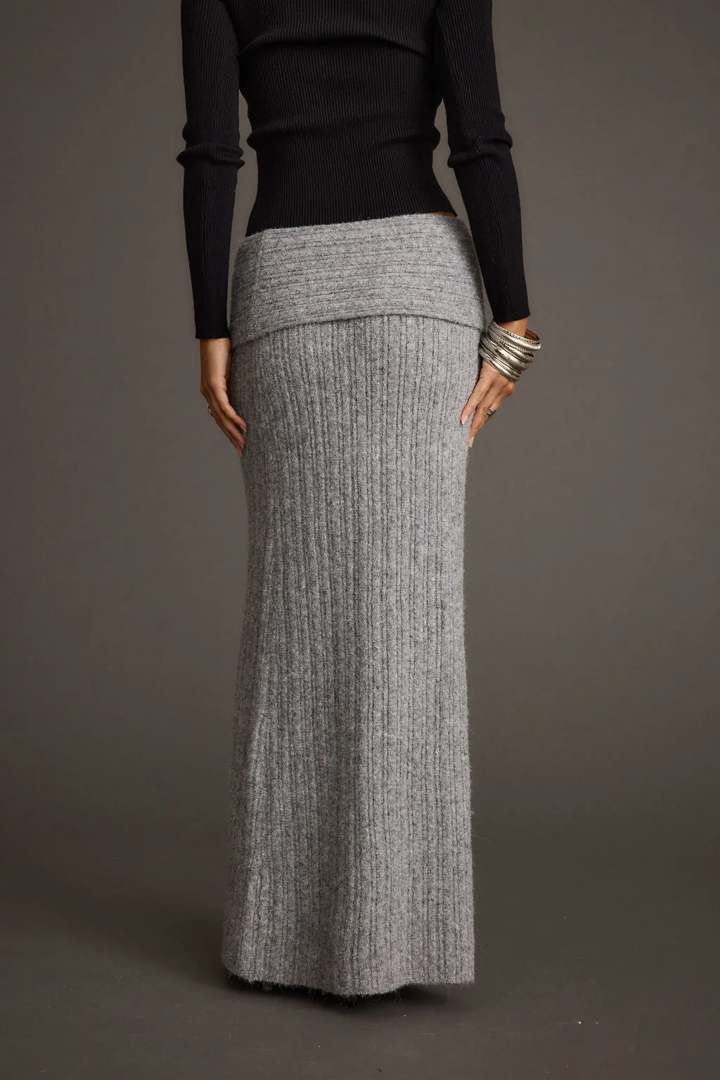 Pamela Heather Grey Sweater Maxi Skirt Cozy Feel