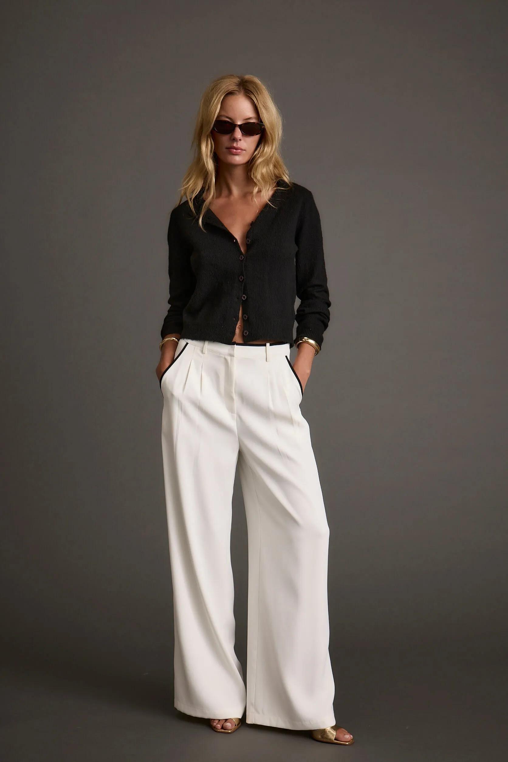 Mindy Black Crew Neck Cardigan Gloved Tall