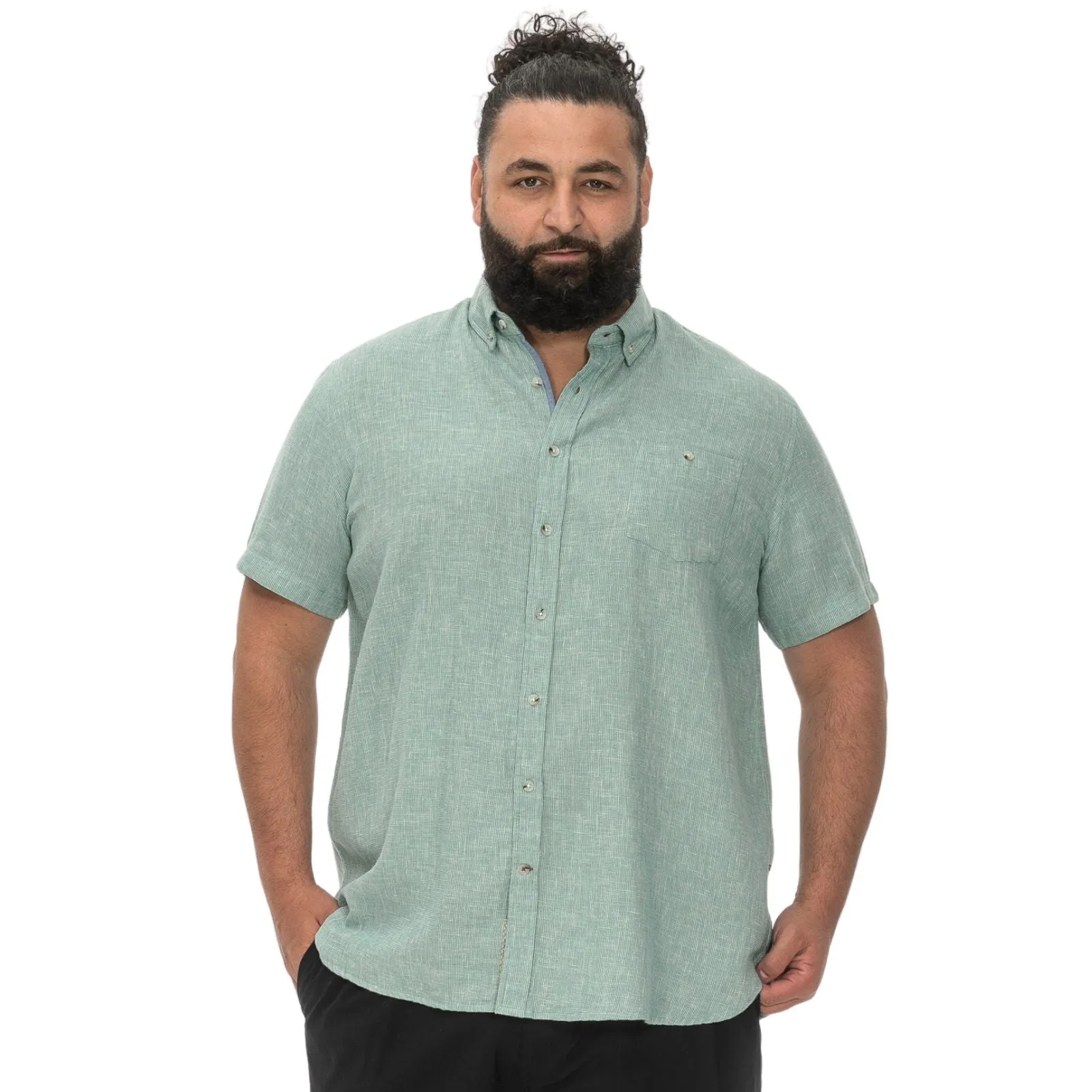 All Day Comfort Tech D555 Mens Falmouth Big & Tall Linen Short Sleeve Shirt