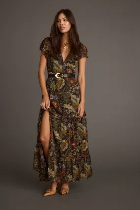 Tassel-Detail A Line Cut Sundance Floral Paisley Maxi Dress