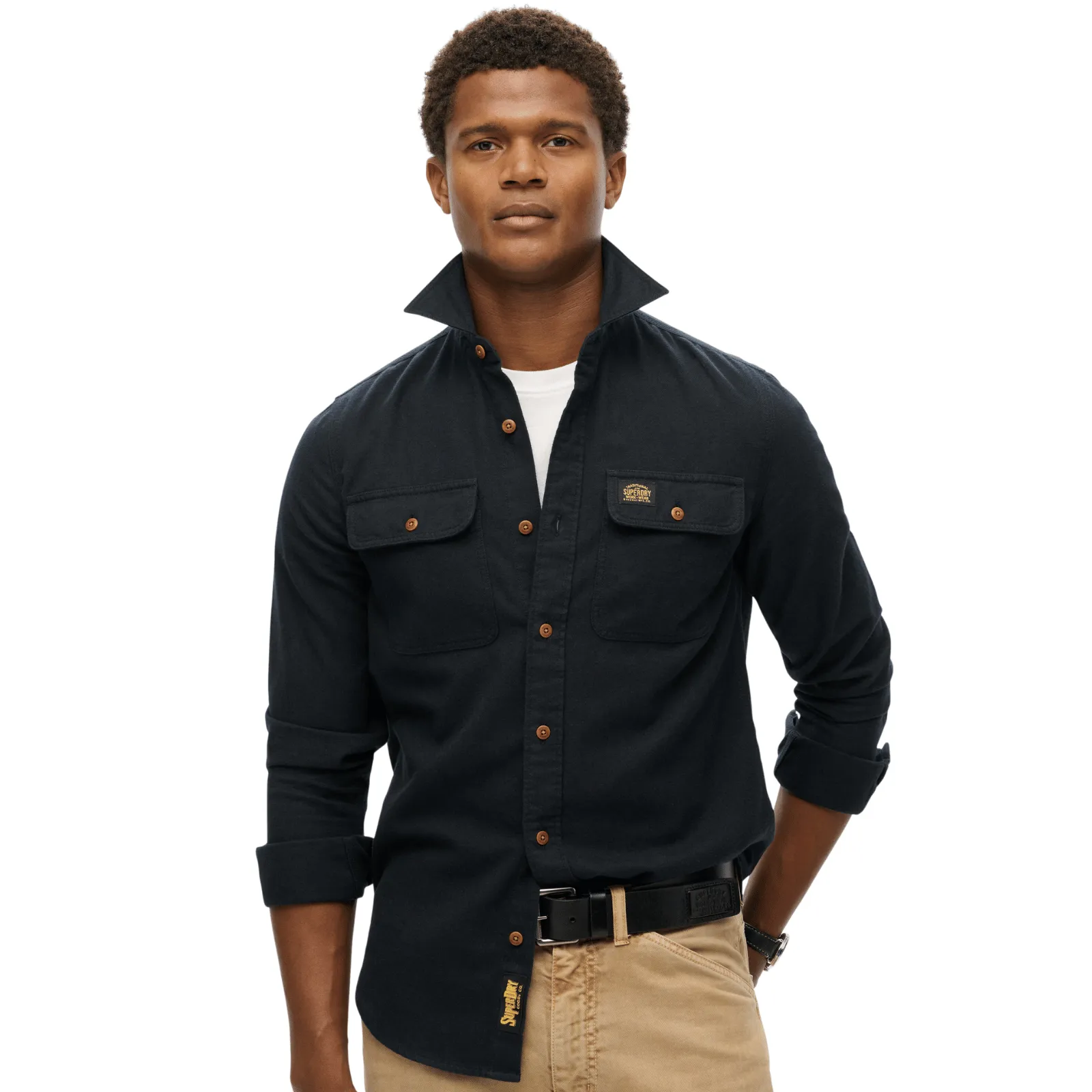 Superdry Mens Flannel Workwear Long Sleeve Shirt Subtle patterns Contemporary Design