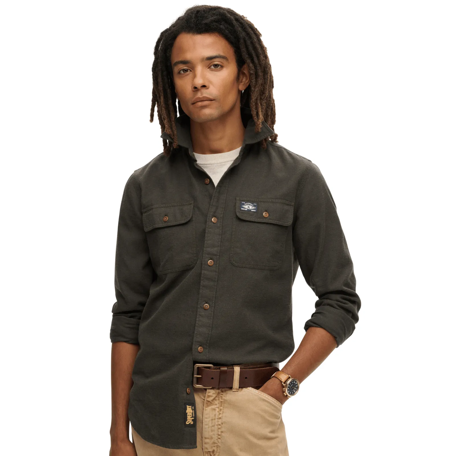 Wrinkle Free Care Superdry Mens Flannel Workwear Long Sleeve Shirt
