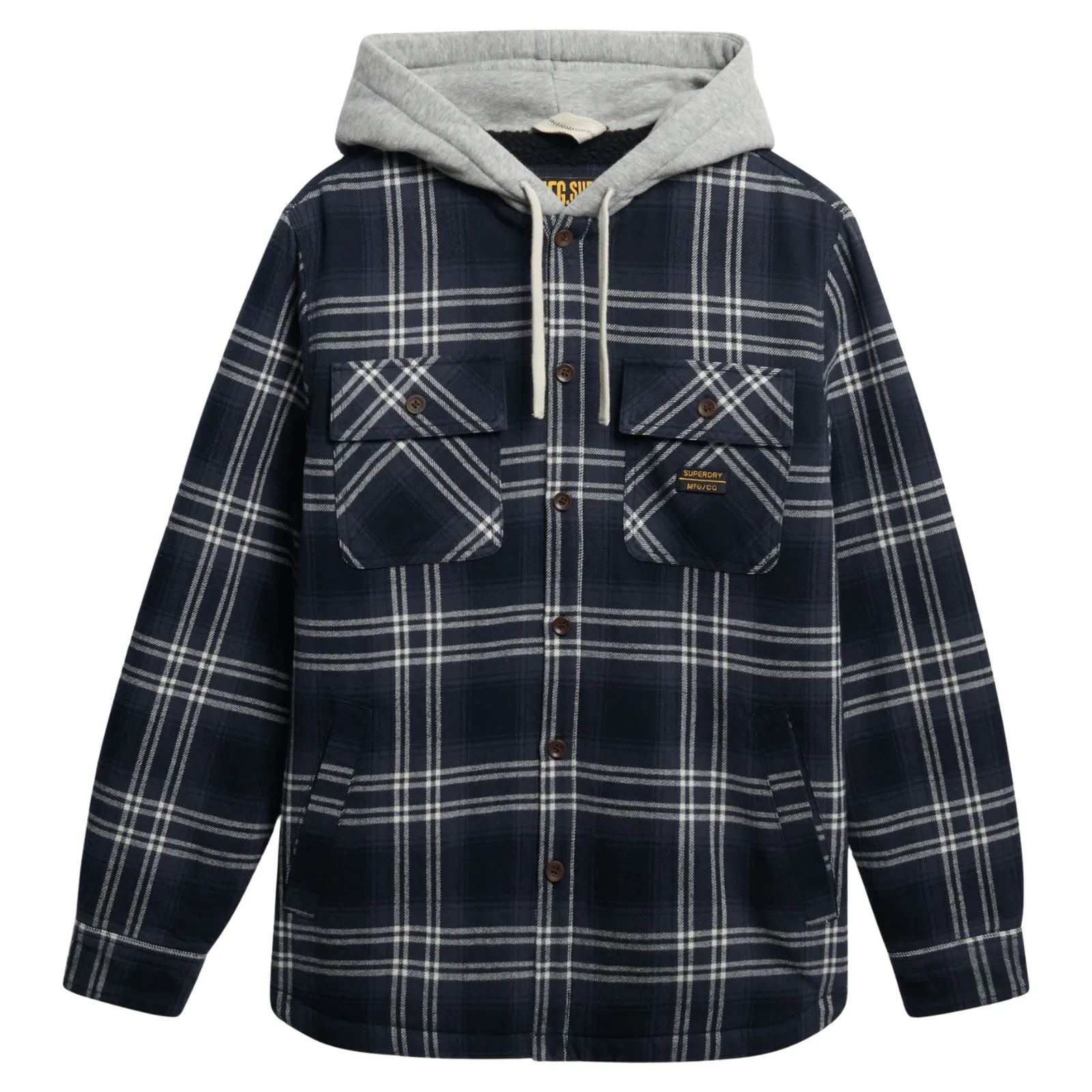 Superdry Mens Surplus Hooded Checked Long Sleeve Shirt Spring Collection