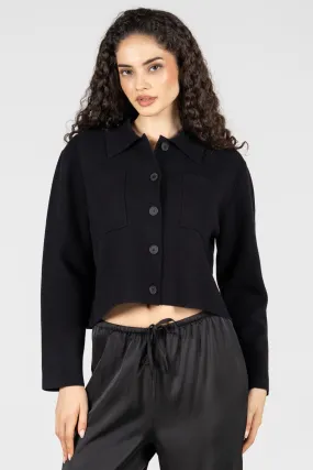 Knit Cropped Button Cardigan Winter Layering Look