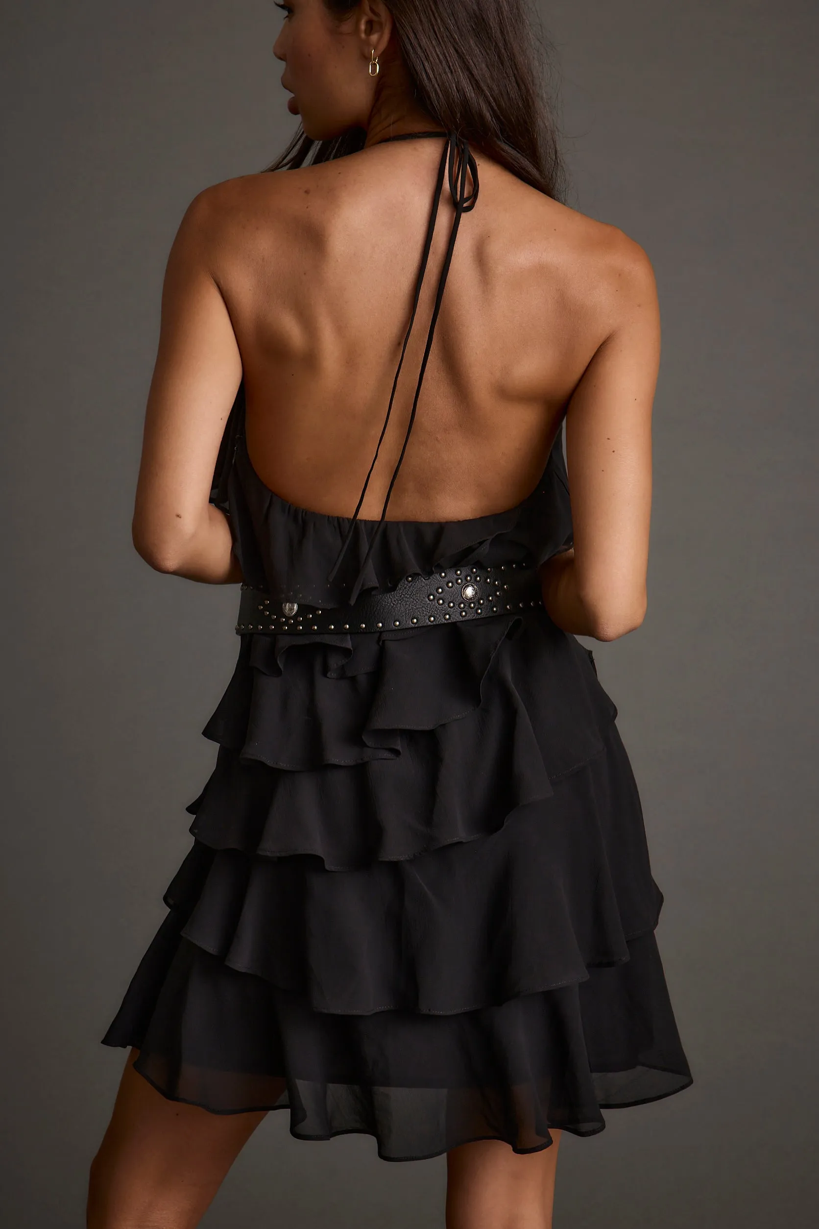Light Weight Thermal-Lined Sutton Black Studded Mini Dress