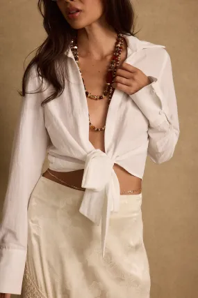 Adriana White Tie Front Top Light