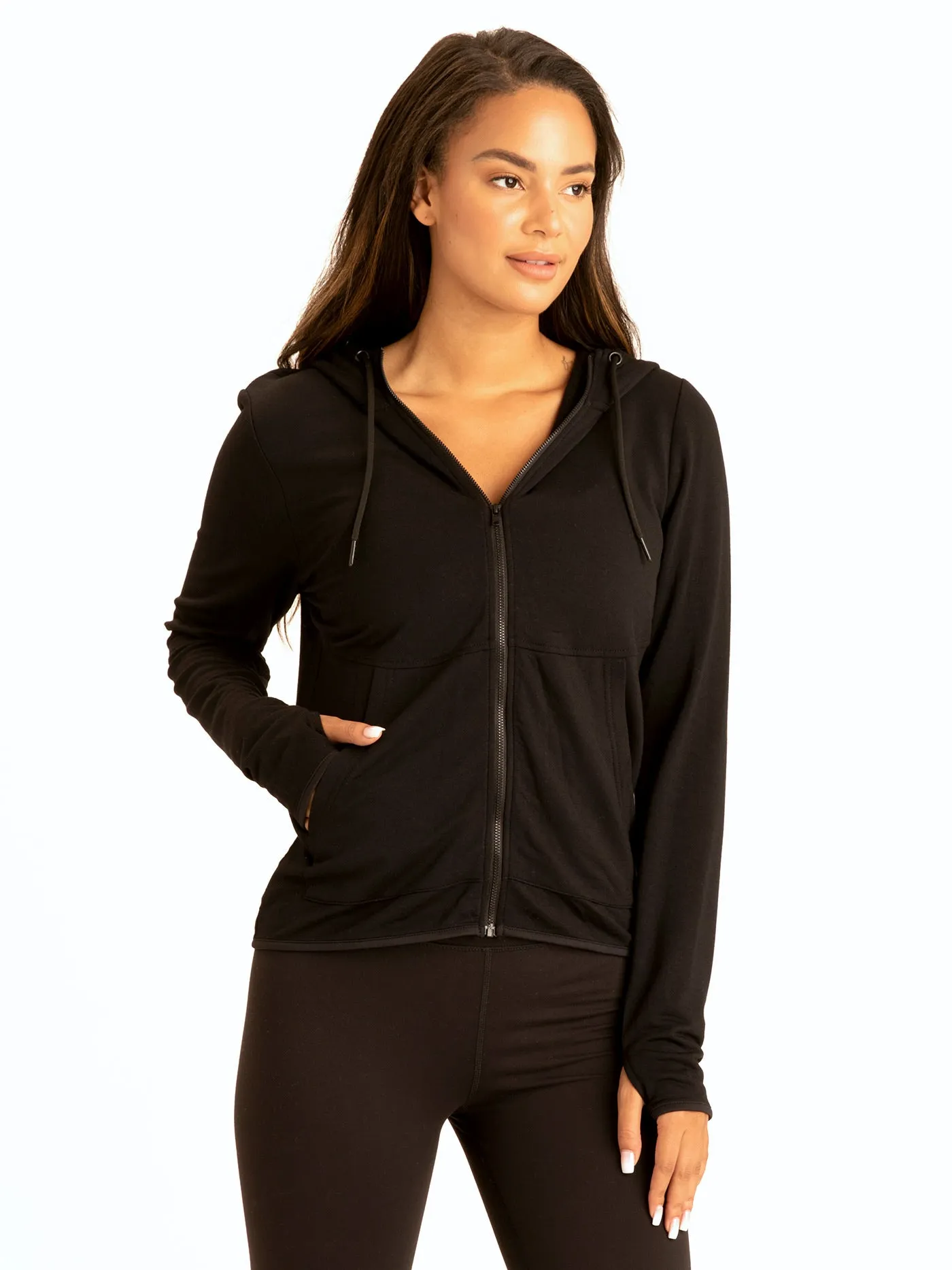 Sybil FeatherLoop Athleisure Jacket Roll Up Hood