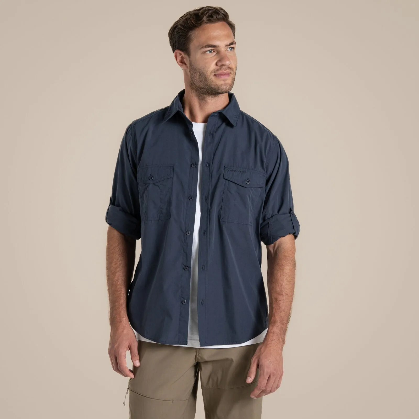 Craghoppers Mens Kiwi Sun Protection Long Sleeve Shirt Travel Friendly Gym Wear