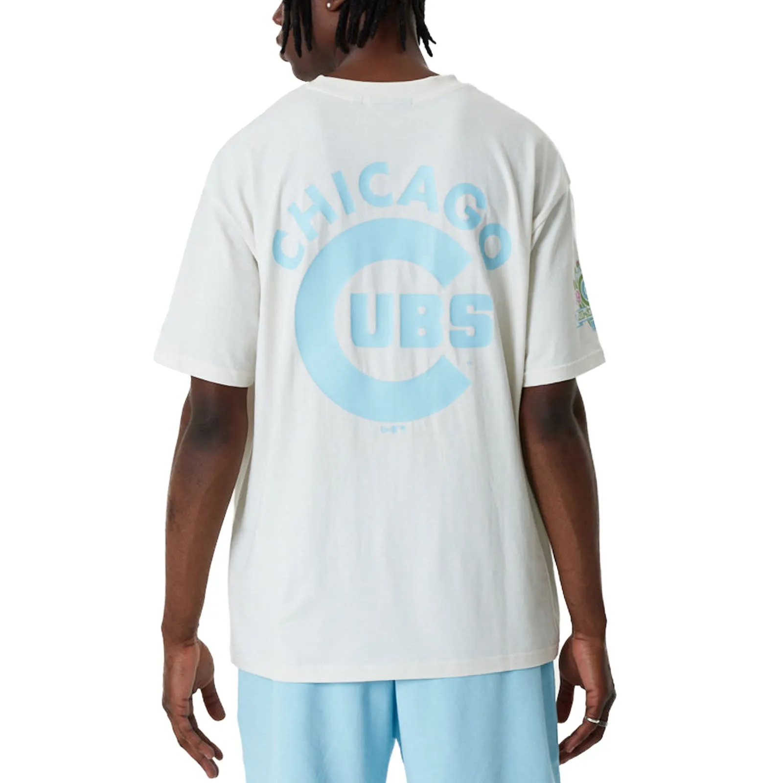 Ventilated Panels Microfiber Blended Fabric New Era Chicago Cubs MLB Pastel Oversized T-Shirt - White