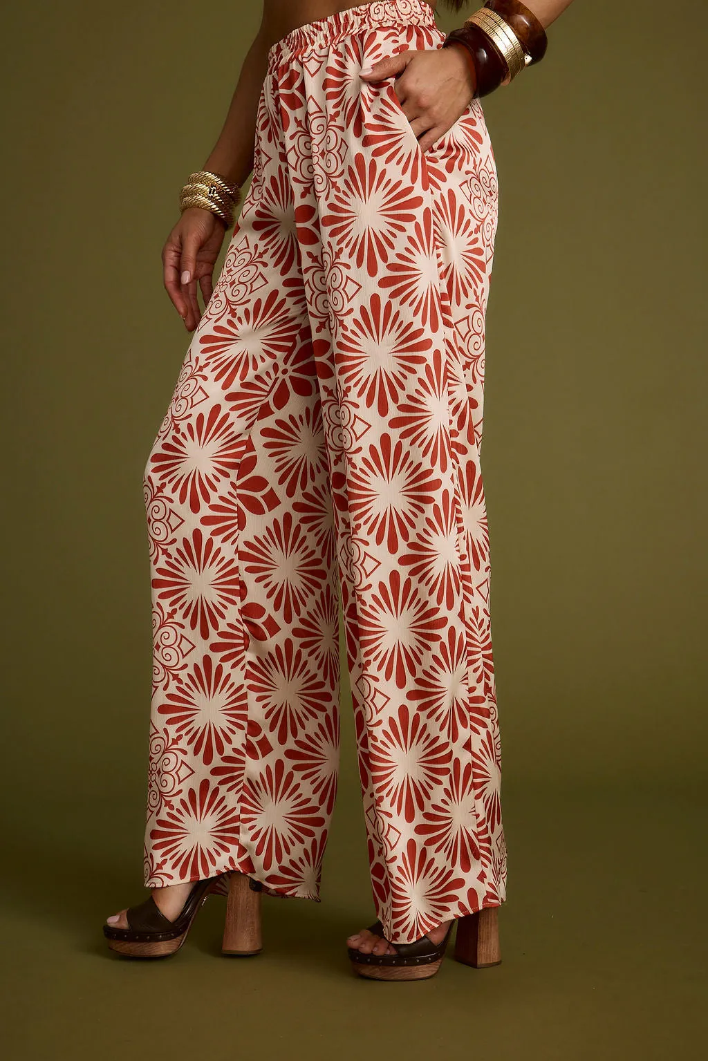 Tagless Design Cubana Rust Satin Pants