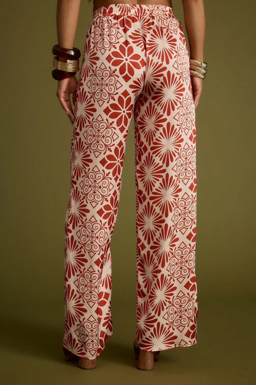 Cubana Rust Satin Pants Stretch Support Fit Easy Travel