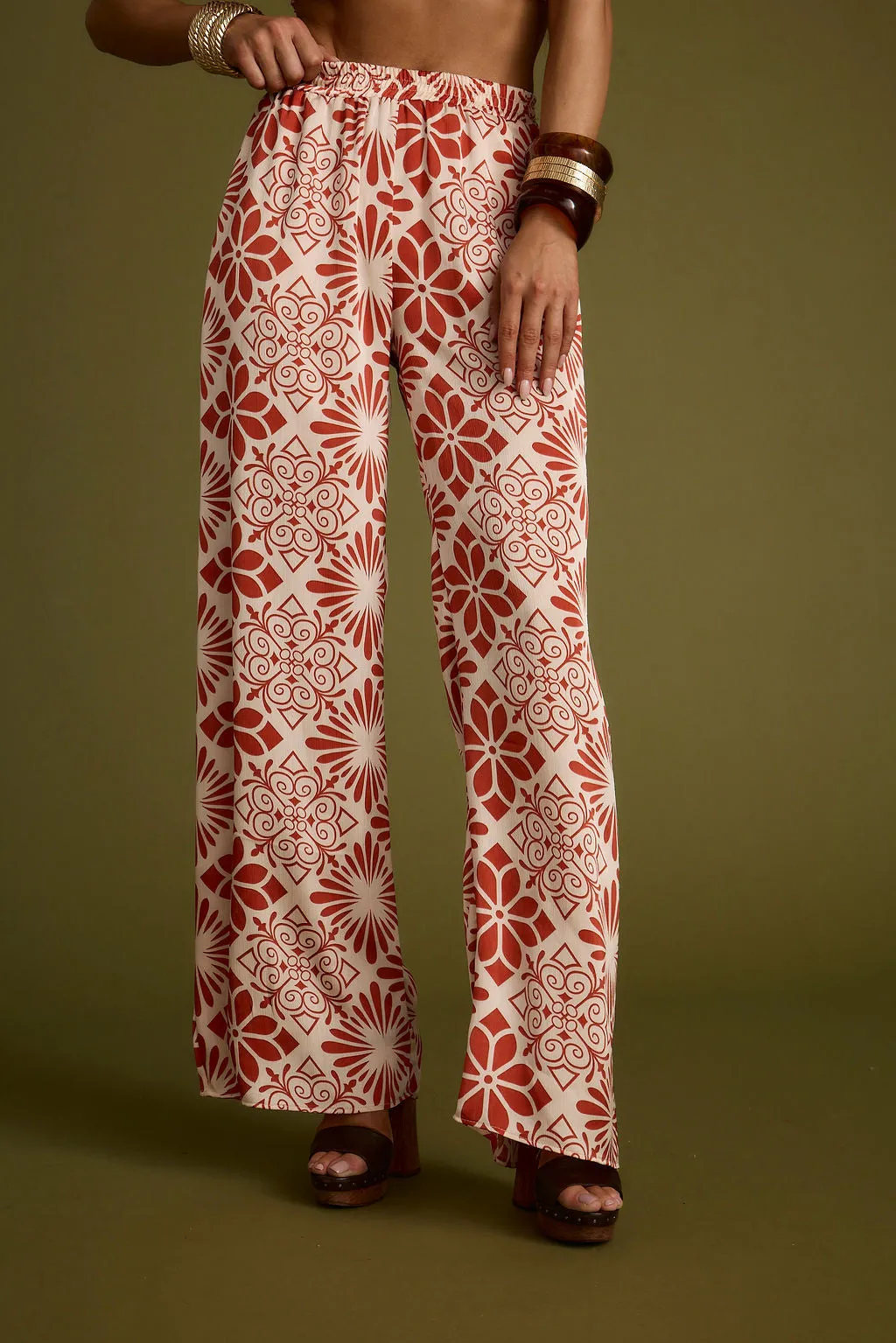 Timeless Design Chilly Weather Wear Cubana Rust Satin Pants