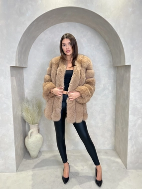 Tan Luxury Fur Mid Length Coat Advanced Wickability System