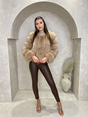 Tan Luxury Fur Vertical Pelt Coat snag resistant All Season Adaptability