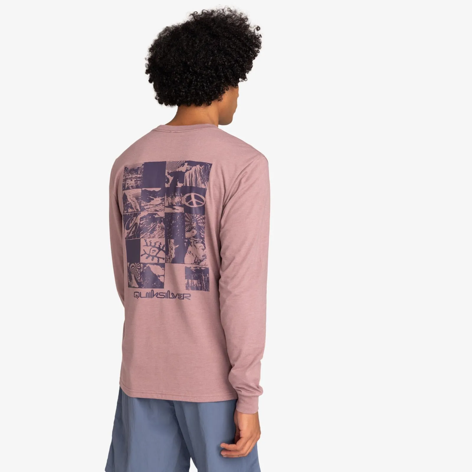 High Thread Count Cotton Quiksilver Mens Checker Mountain Pullover T-Shirt