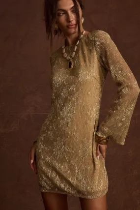 Classic Wardrobe Piece Tate Gold Mini Dress
