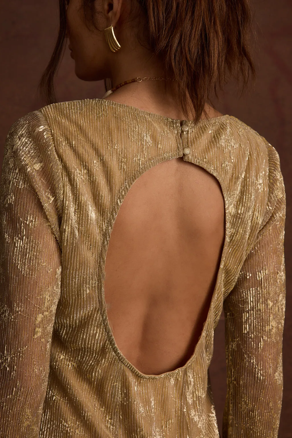 Smooth Detail Travel-friendly Tate Gold Mini Dress