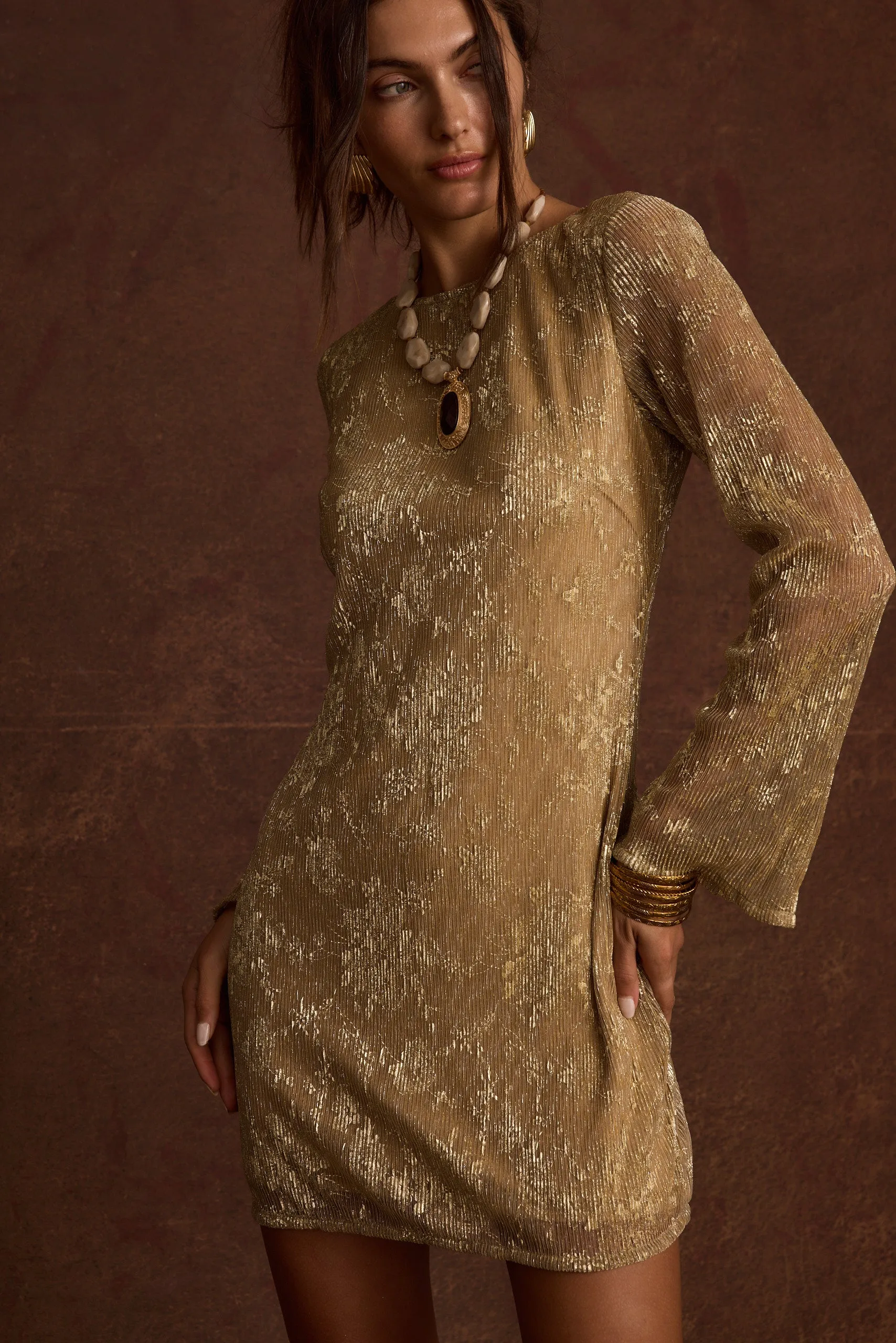 Classic Wardrobe Piece Tate Gold Mini Dress