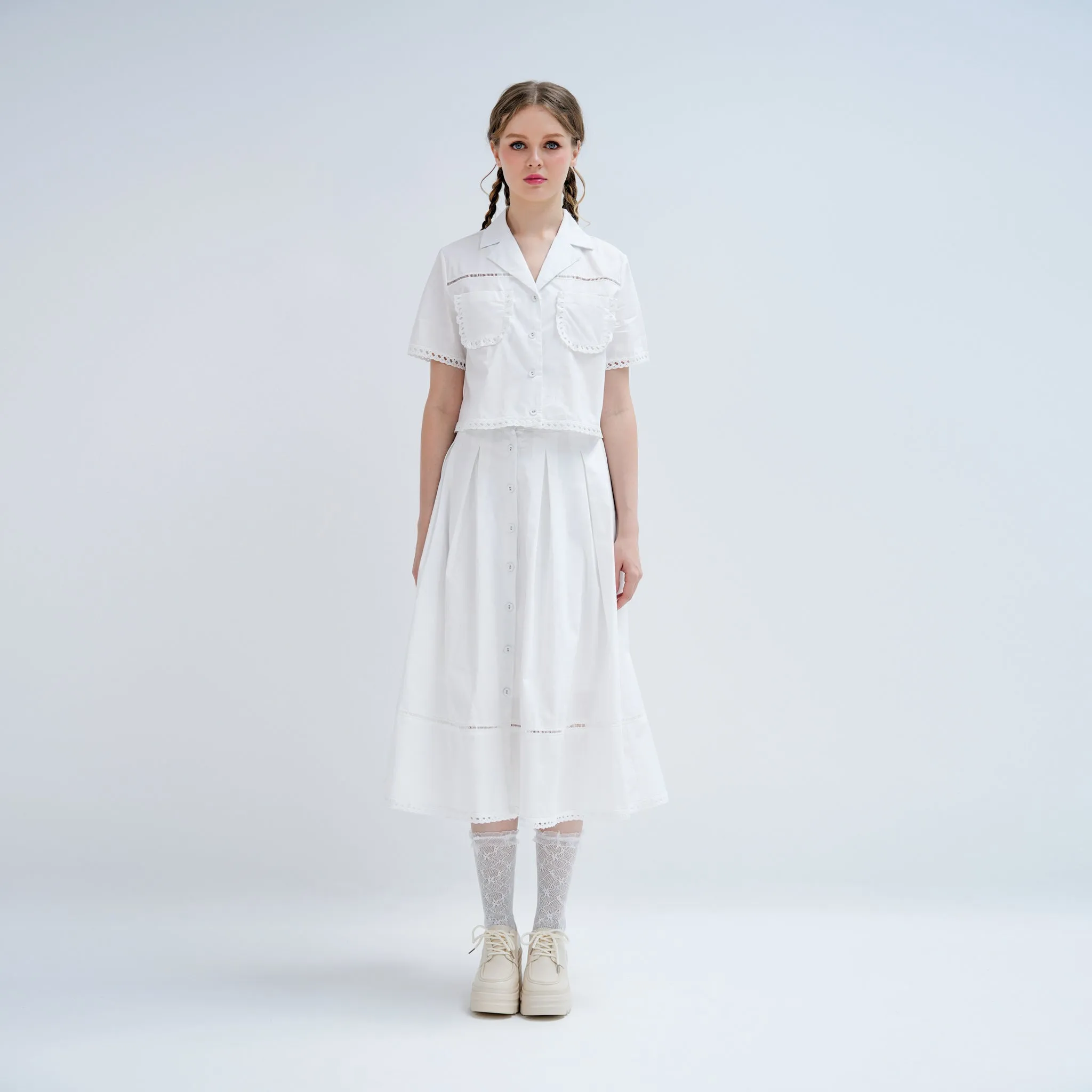 Midi Cotton Skirt Fade Resistant Cloth