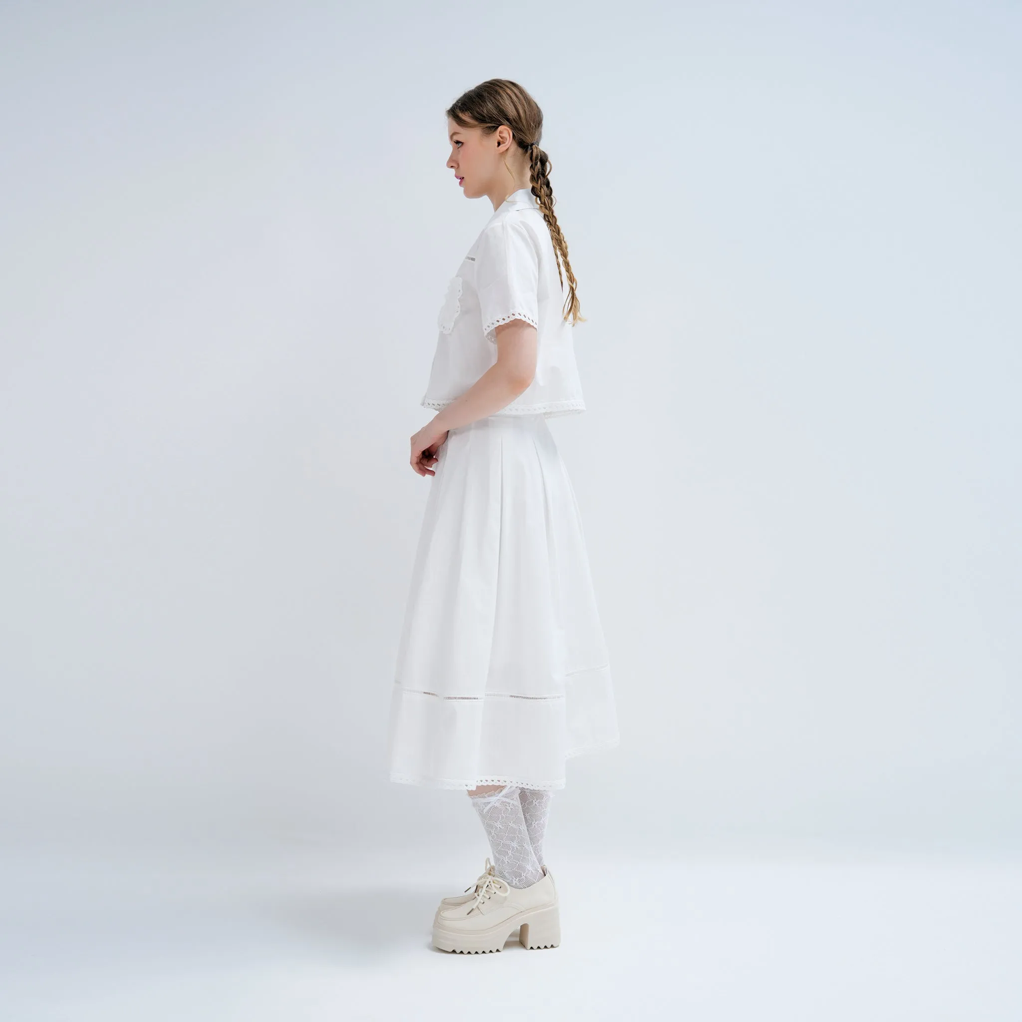 Midi Cotton Skirt Sequined Finish Cozy Outfit
