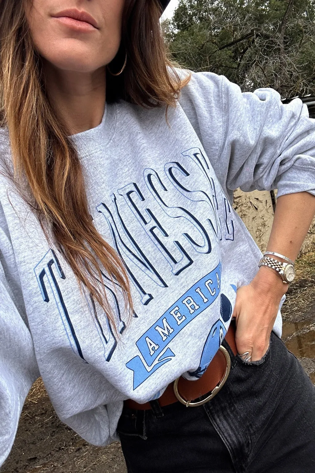 Adult Size Tennessee Grey Crewneck Sweater