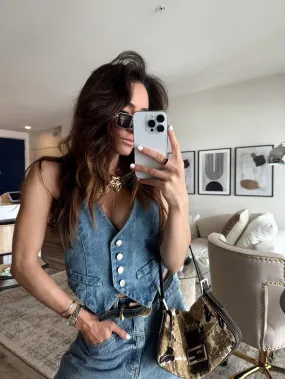 Printed T-shirt MoistureWicking Material Diane Blue Denim Vest